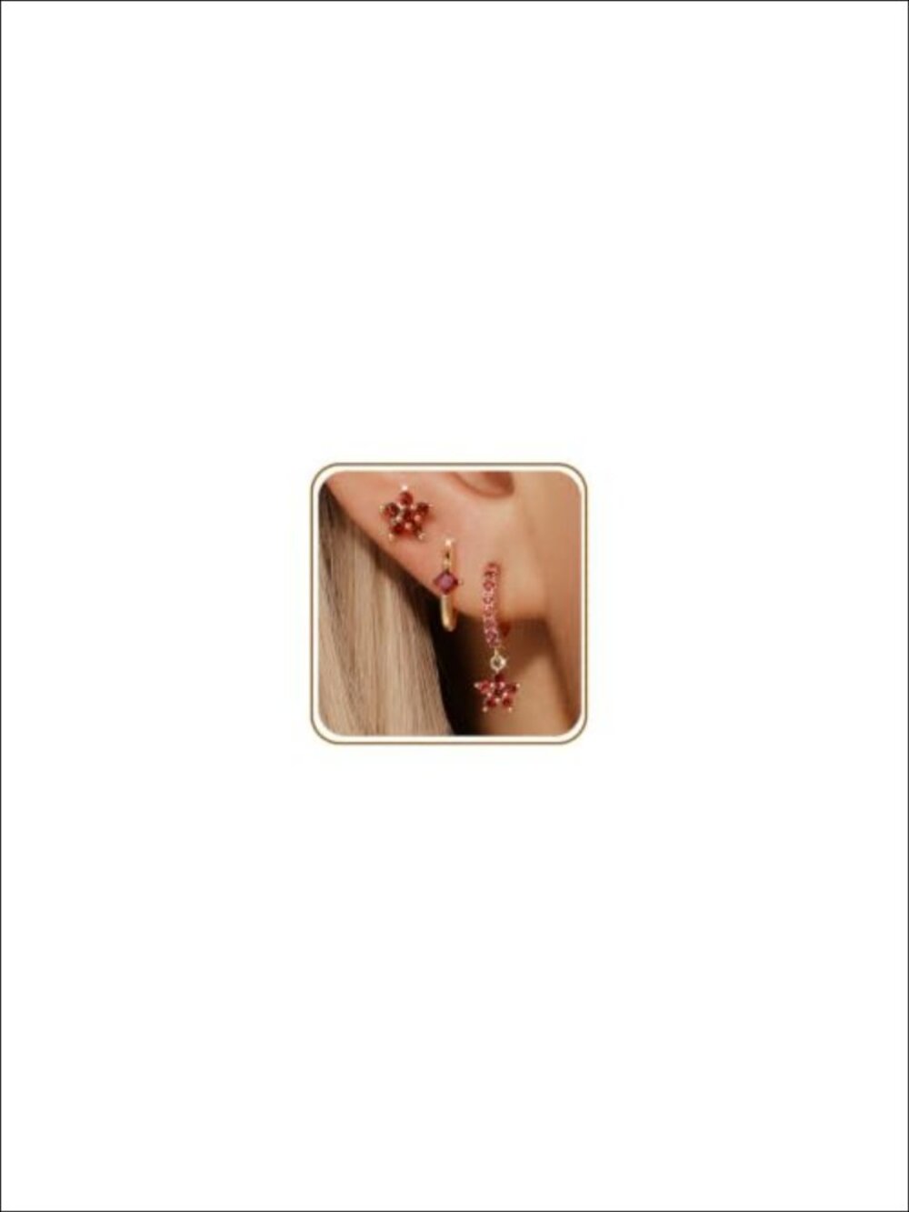 14K Gold Plated Dangle Hoop Stud Earrings Set Hypoallergenic